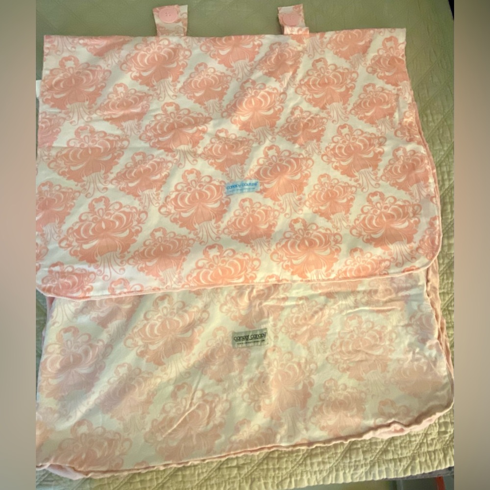Set of 2 Carseat Cover Canopy Covers in Pink Damask
